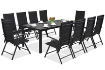 Gartenmöbel aus Aluminium Polywood mit einem großen Tisch Verona für 10 Personen Black Garden Point