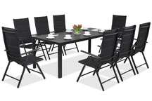 Gartenmöbel aus Aluminium Polywood mit einem großen Tisch Verona für 8 Personen Black Garden Point