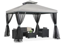 Grauer Gartenpavillon mit Moskitonetzen Valencia 3x3 m Garden Point
