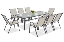 Metallmöbel für den Garten Modena für 8 Personen mit einem großen Tisch Garden Point hellgrau