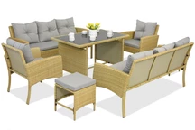 Polyrattan-Gartenmöbel mit Bari Apetito 8 Garden Point Beige Sitzkissen