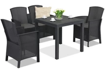 Polyrattan Gartenset Lida Dallas Apetito 4 Anthrazit Bica