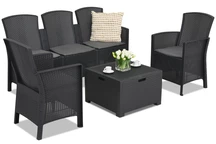 Polyrattan-Möbelset mit 3-Sitzer-Sofa Lido Coffee Box 5 Anthrazit Bica mit Truhe