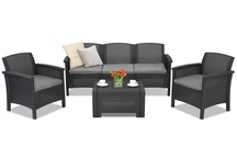 Polyrattan-Möbelset mit Venezia Coffee 5 3-Sitzer-Sofa, Anthrazit Bica