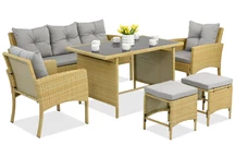 Polyrattan-Set mit Bari Garden Point Beige Sitzkissen