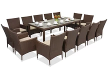 Rattan Gartenmöbel Milan / Grenada 14 mit Esstisch Garden Point braun
