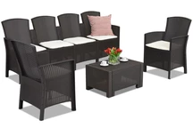 Rattan-Set mit erweitertem Sofa Lido Coffee 6 Max braun Bica