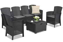 Rattangarnitur mit ausziehbarem Sofa Lido Coffee Box Max 6 Anthrazit Bica