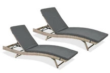 Set aus zwei grauen Bermuda Garden Point Sonnenliegen aus Rattan