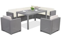 Technorattan-Garnitur mit Ecksofa Colorado Comida Max 8 Bica grau