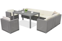 Technorattan-Garnitur mit Ecksofa Colorado Comida Max 9 Bica grau