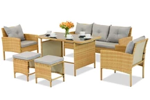 Technorattan-Sitzgruppe mit Kasten Bari Garden Point grau