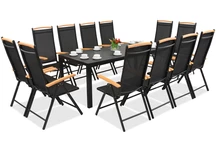 Aluminium Polywood Verona Gartenmöbel mit Holztisch für 12 Personen, Black Garden Point