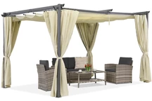 Beige Terrassenpergola mit Gardinen La Palma 3x4 Garden Point
