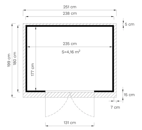 Gartenhaus aus Holz Horten 238 x 180 cm
