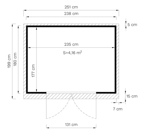 Wymiary produktu Gartenhaus aus Holz Horten 238 x 180 cm - 251x199x210