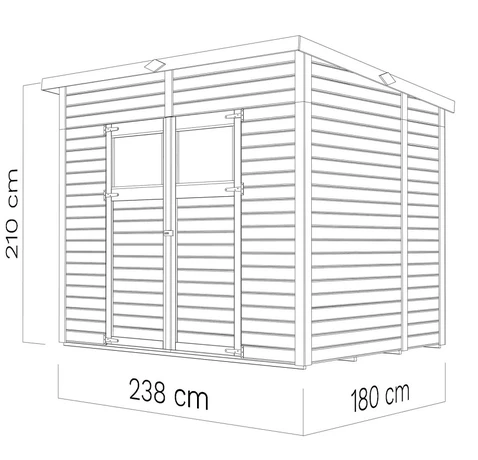 Wymiary produktu Gartenhaus aus Holz Horten 238 x 180 cm - 251x199x210