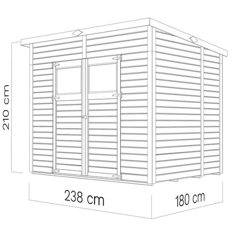 Gartenhaus aus Holz Horten 238 x 180 cm