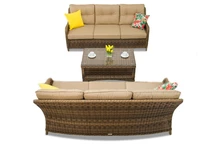 Komlpet aus Polyrattan Möbel Toledo Coffee mit kleinem Tisch für 6 Personen, Bronze Garden Point