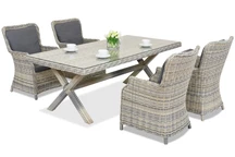 London Polyrattan Tafelservice für 4 Personen Garden Point anthrazit