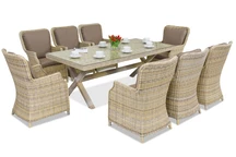 London Polyrattan Tafelservice für 8 Personen Garden Point beige