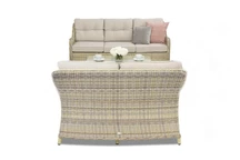 Luxuriöse Rattanmöbel Toledo Coffee mit kleinem Tisch für 5 Personen Garden Point beige