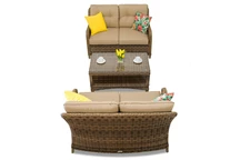 Polyrattan-Möbelset Toledo Coffee mit kleinem Tisch für 4 Personen, braun Garden Point