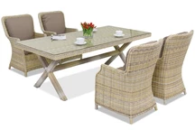 Polyrattan Tafelservice London für 4 Personen Garden Point beige