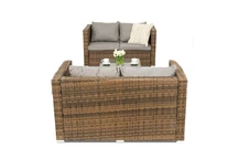 Rattanmöbel Roma Coffee mit kleinem Tisch für 4 Personen Garden Point, braun
