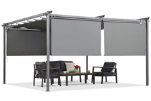 Anthrazitfarbene Terrassenpergola mit Rollläden La Palma 4x4 m Garden Point