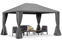 Anthrazitfarbener Gartenpavillon Madrid 3 x 4m Premium Garden Point