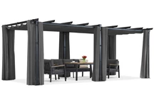 Barbados Terrassenpergola 3x6 m mit Garden Point Gardinen anthrazit