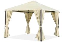 Beige Gartenpavillon mit Vorhängen Madrid 3 x 4 Garden Point
