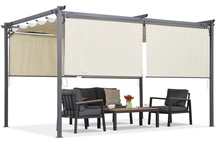 Beige Terrassenpergola mit Rollos La Palma 3x4 Garden Point