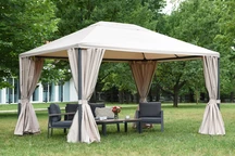 Beigefarbener Gartenpavillon Madrid 3 x 4 Premium Garden Point
