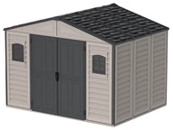 Duramax WoodBridge Plus II Großes Kunststoff-Gartenhaus 10,5 x 8 Grau