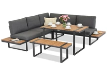 Garden Point Aluminium-Eckmöbel-Set Salerno grau