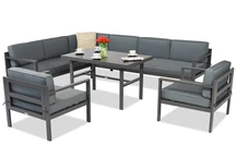 Garden Point Porto Comida 7 anthrazitfarbene Eckcouchgarnitur