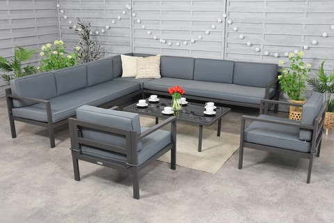 Garden Point großes Eckmöbelset Porto Corner 8 anthrazit