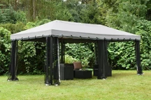 Grauer Gartenpavillon mit Moskitonetz Valencia 3 x 6 m Garden Point