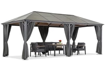 Milos 3x6 Garden Point Pavillon mit grauen Vorhängen