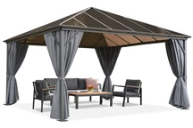 Milos 4x4m Gartenpavillon mit Vorhängen Garden Point