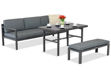 Porto Apetito Comfort 3 Gartenmöbel-Set mit Bank anthrazit Garden Point