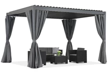 Terrassenpergola Lagos 3x4 mit Vorhängen Garden Point Anthrazit