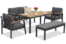 Zakintos Apetito 4 Aluminium Set mit Bank anthrazit Garden Point