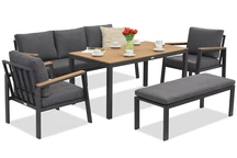 Zakintos Apetito 5 Aluminium Set mit Bank anthrazit Garden Point