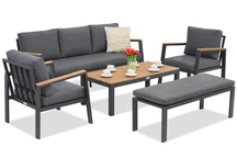 Zakintos Coffee 5 Aluminium Set mit Bank anthrazit Garden Point