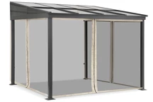 Aluminium-Terrassenüberdachung 3 x 3 m Tarragona mit Moskitonetz Garden Point beige