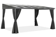 Aluminium-Terrassenüberdachung 3 x 4 m Tarragona mit Garden Point Gardinen anthrazit
