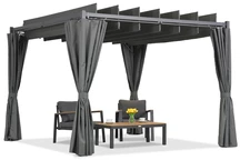 Anthrazit Malaga 3x3m Terrassenpergola mit Garden Point Gardinen